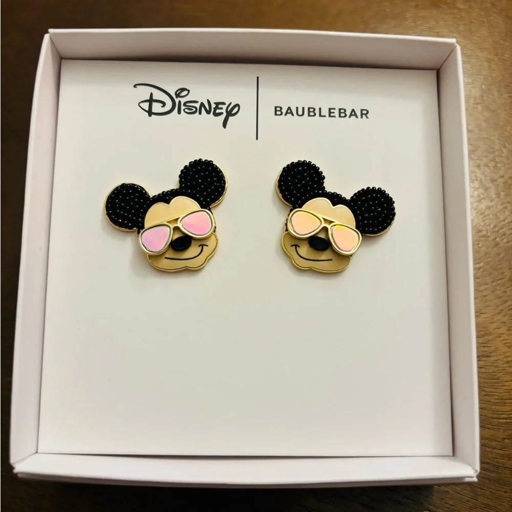 Disney x Baublebar Mickey Mouse Pavé Earrings Summer Aviator Sunglasses NIB